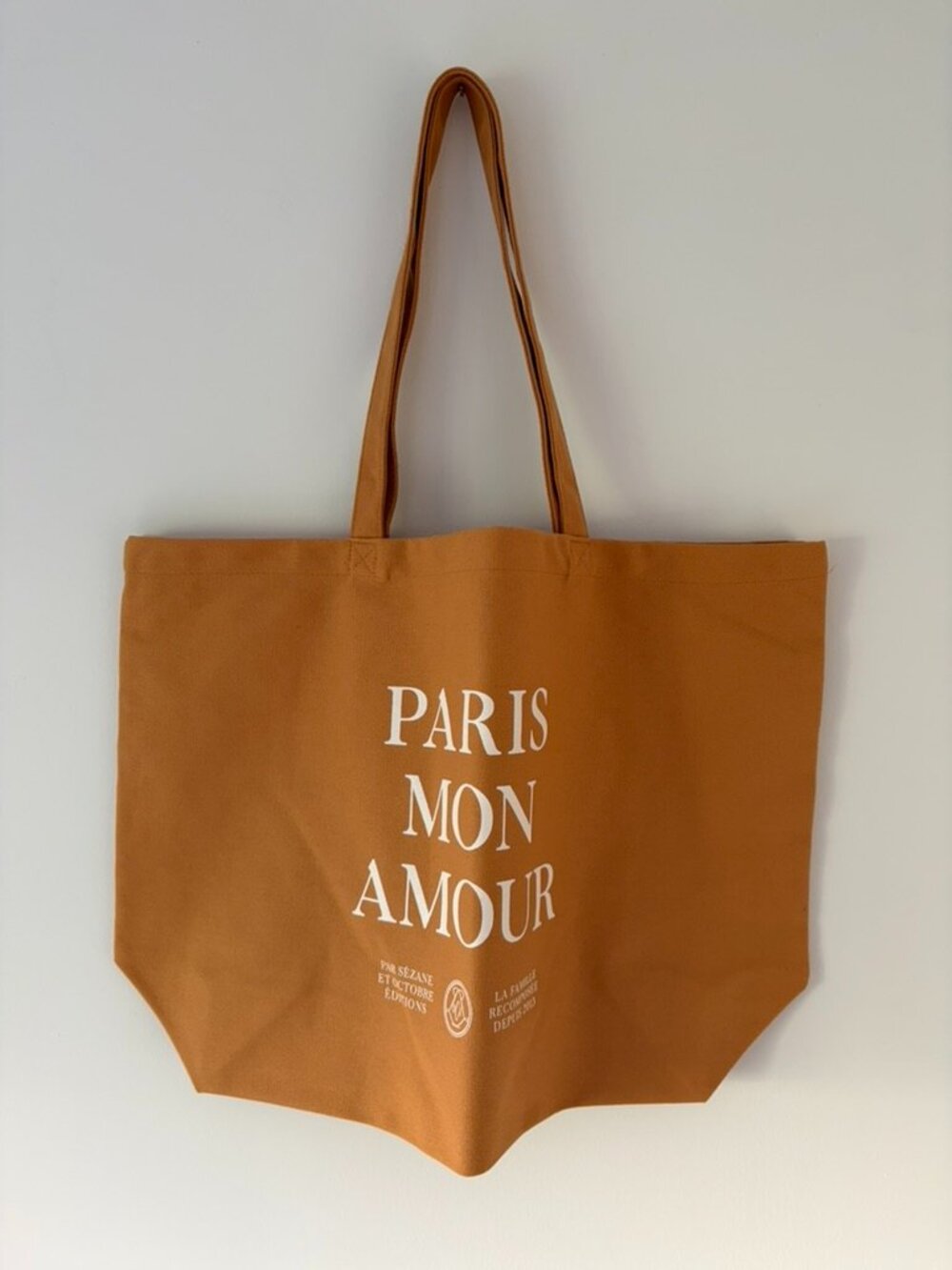 Sézane Paris Mon Amour Yellow Canvas Tote Bag